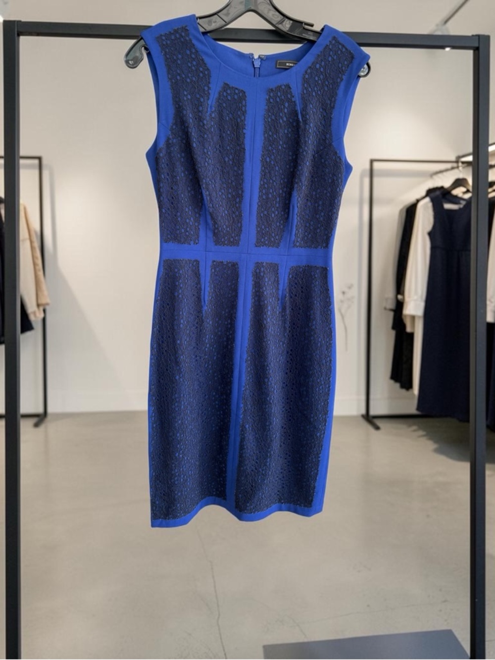 BCBGMaxAzria Royal Blue Textured Sheath Dress